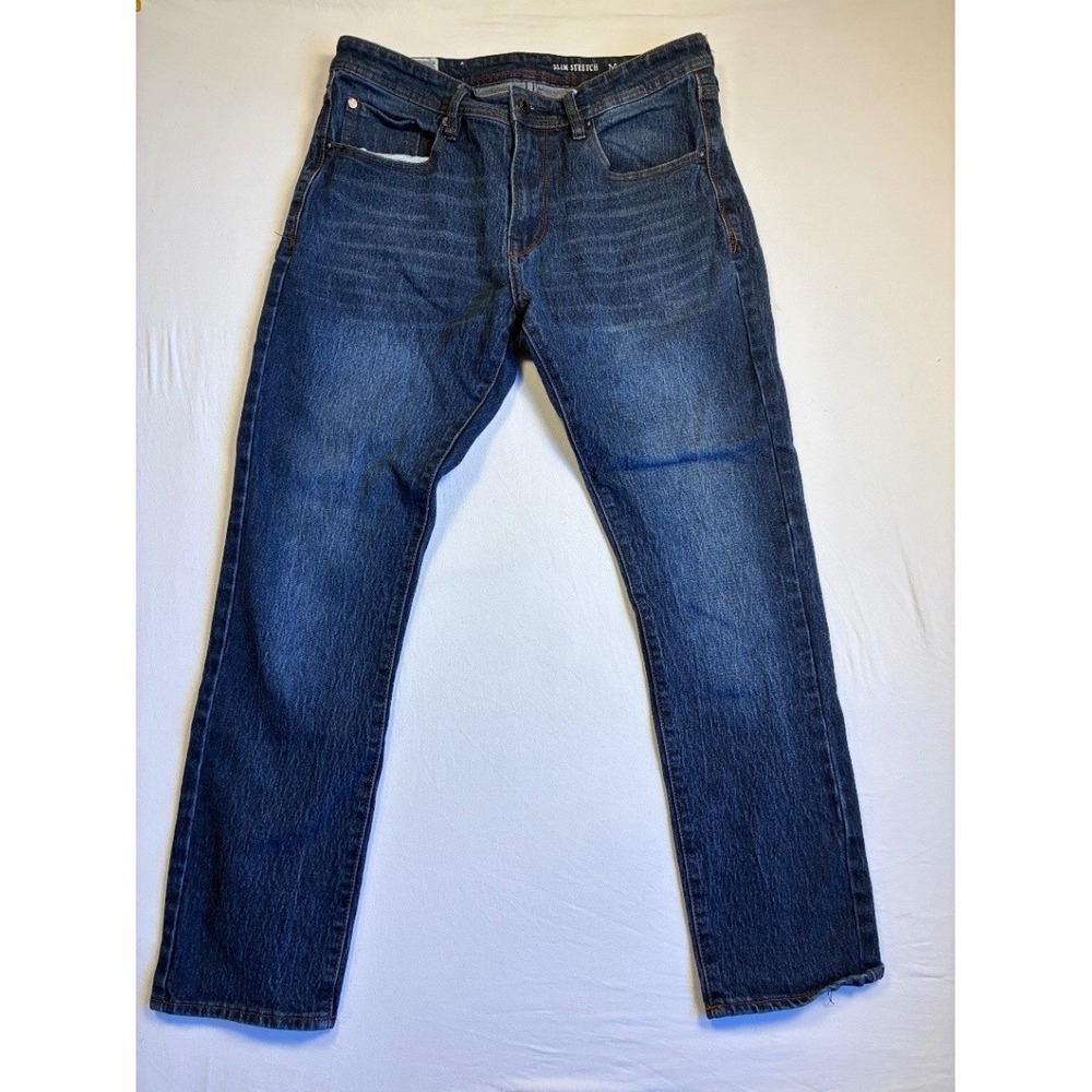 MBX Men's Slim Stretch Straight Blue Denim Jeans W34 L30